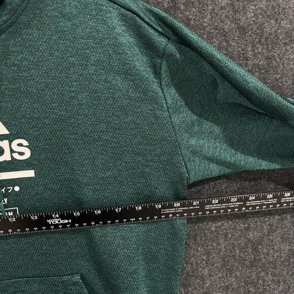 Adidas Hoodie Men's Medium Green ClimaWarm Pullover Sweatshirt Kangaroo Pocket - Picture 6 of 10